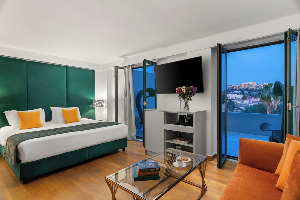 Executive Suite, Acropolis View | Hypo-allergenic bedding, minibar, in-room safe, desk
