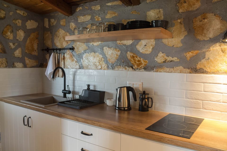 Romantic Suite on Beach Side | Private kitchen | Mini-fridge, stovetop, electric kettle, cookware/dishes/utensils