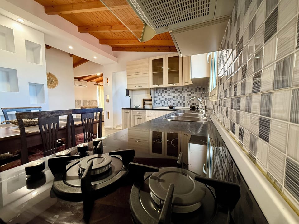 Deluxe Apartment, Balcony, City View | Private kitchen | Fridge, stovetop, freezer, paper towels