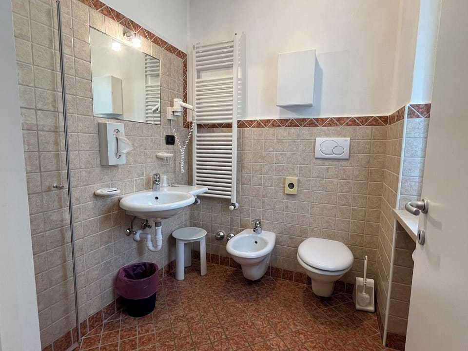 Comfort Double Room | Bathroom | Shower, hair dryer, bidet, towels