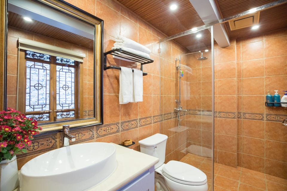 Deluxe Twin Room | Bathroom | Shower, free toiletries, hair dryer, slippers