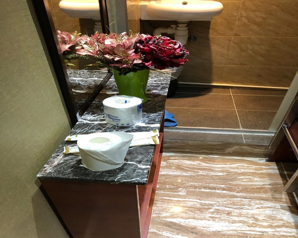 Shower, free toiletries, hair dryer, slippers