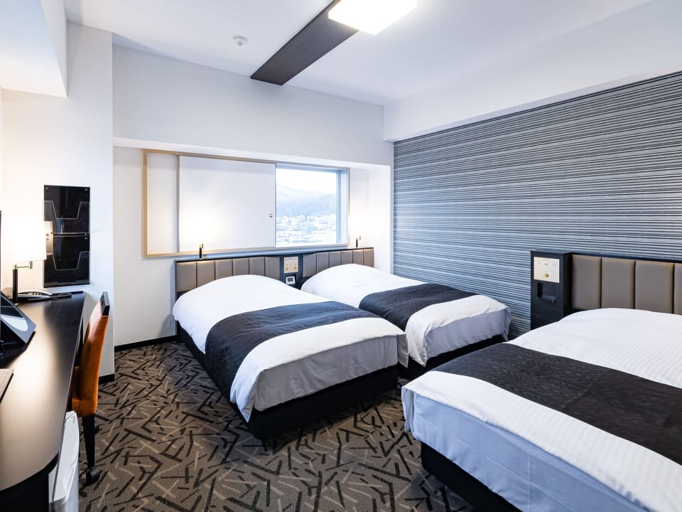 Down comforters, desk, WiFi (free), bed sheets