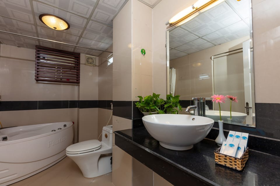 Free toiletries, hair dryer, slippers, towels