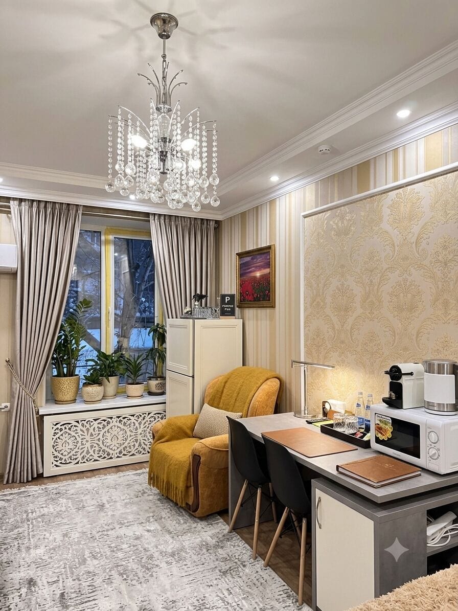 Economy Quadruple Room, Courtyard View | Living area