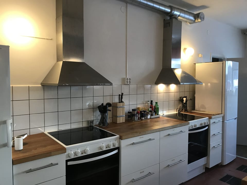 Shared fridge, microwave, oven, stovetop