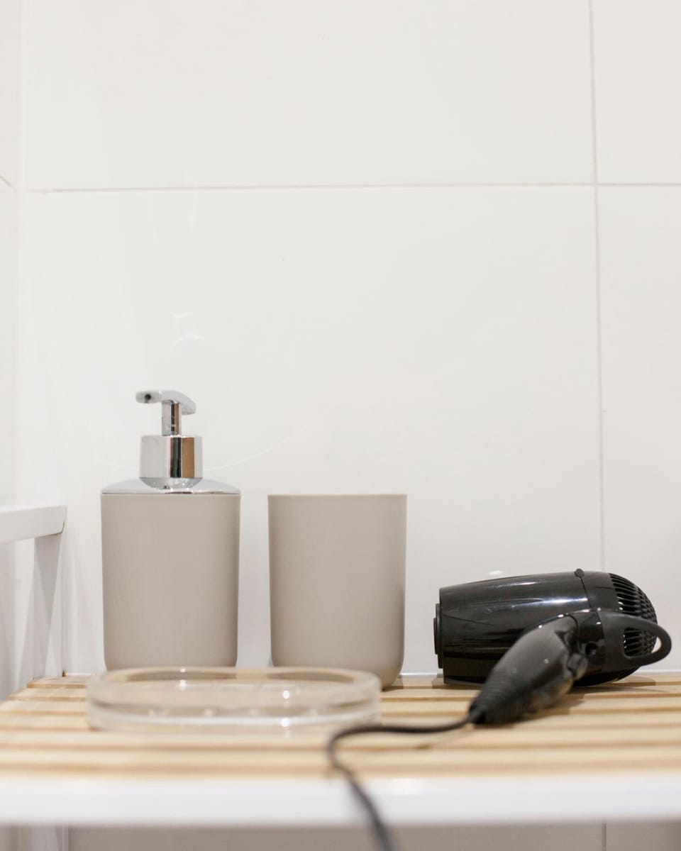 Free toiletries, hair dryer, towels