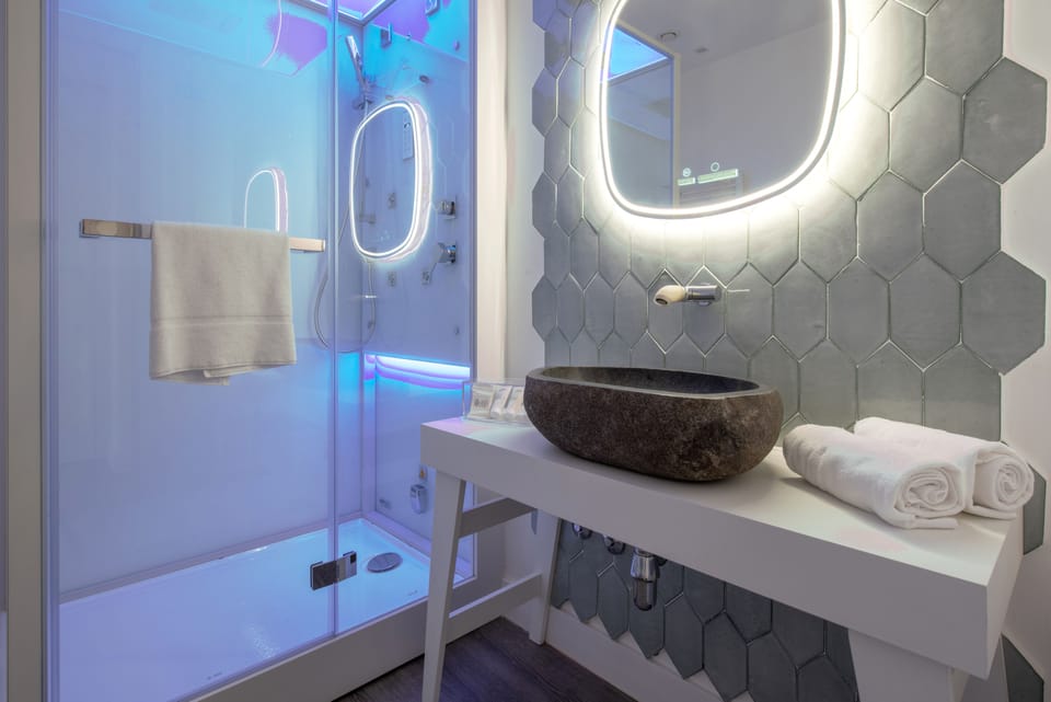 Premium Double Room | Bathroom | Shower, hydromassage showerhead, eco-friendly toiletries, hair dryer