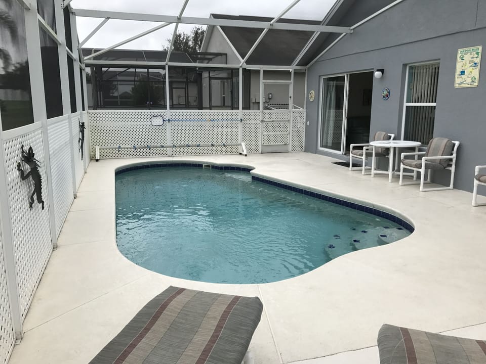 Outdoor pool, sun loungers