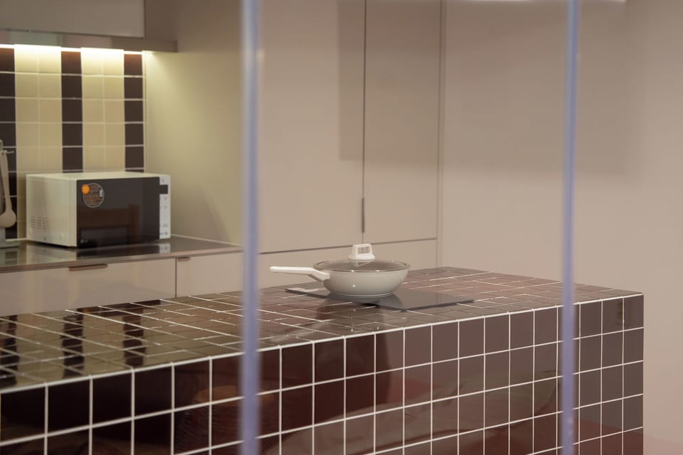 Fridge, microwave, electric kettle
