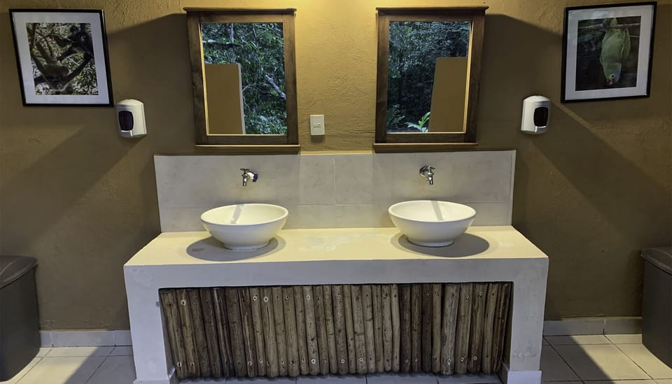 Basic Cabin, River View | Bathroom | Shower, free toiletries, towels, soap