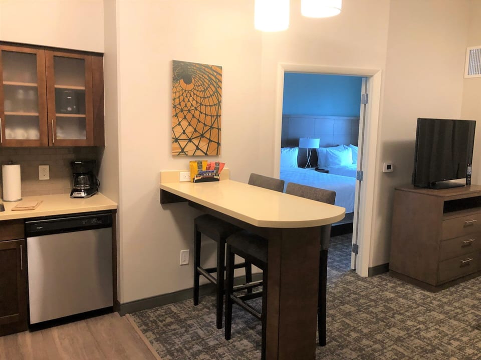 Individually furnished, desk, laptop workspace, blackout drapes
