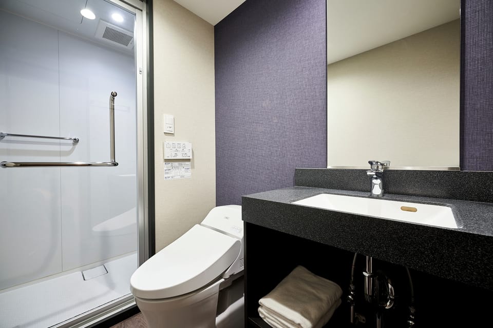 Standard Twin with Sofa Bed, Non Smoking/Shuttle buses to Kinkakuji available! | Bathroom | Free toiletries, hair dryer, slippers, bidet