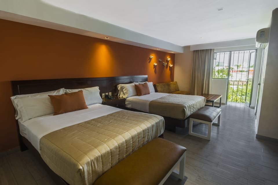 Standard Room, 2 Double Beds | In-room safe, desk, blackout drapes, iron/ironing board