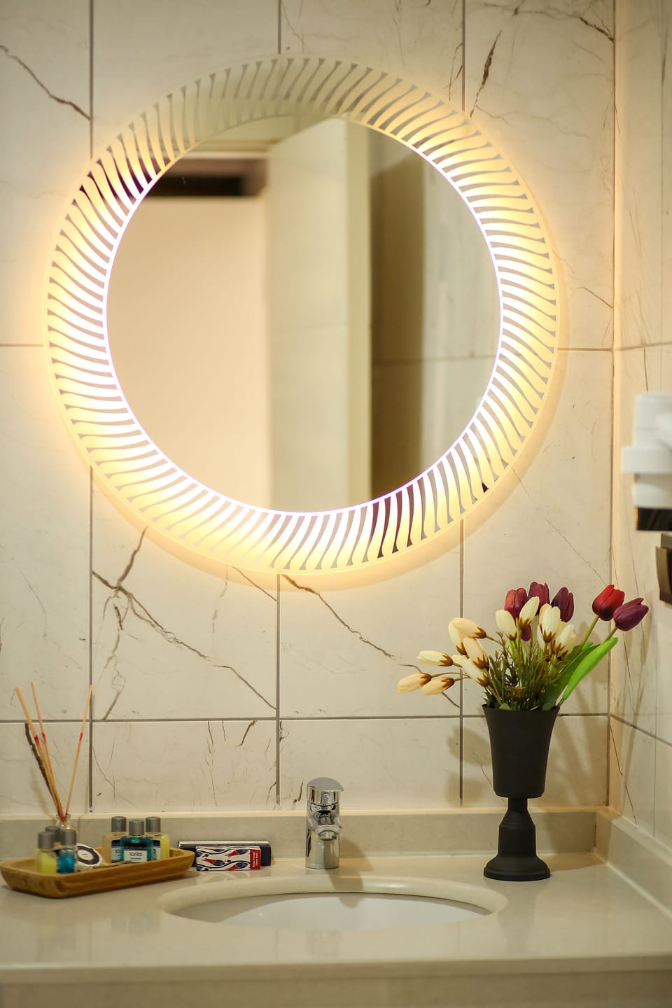 Shower, slippers, towels