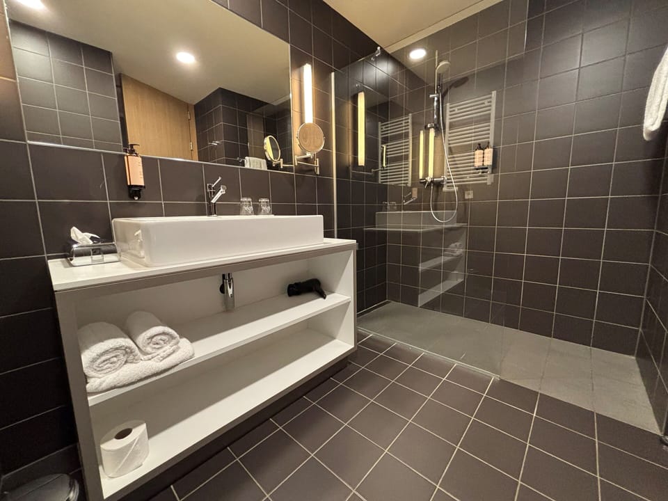 Free toiletries, hair dryer, towels