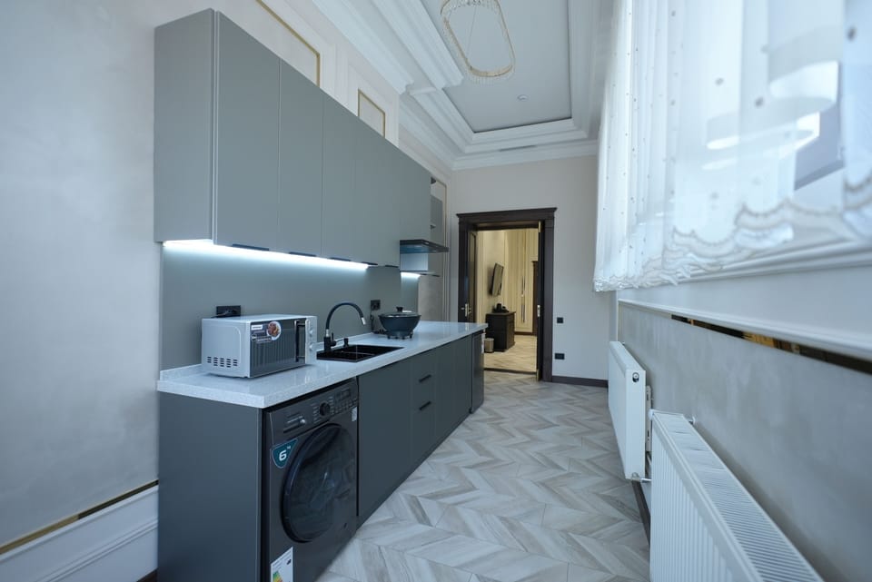 Luxury Apartment | Private kitchen | Coffee/tea maker, mini-fridge, microwave, stovetop