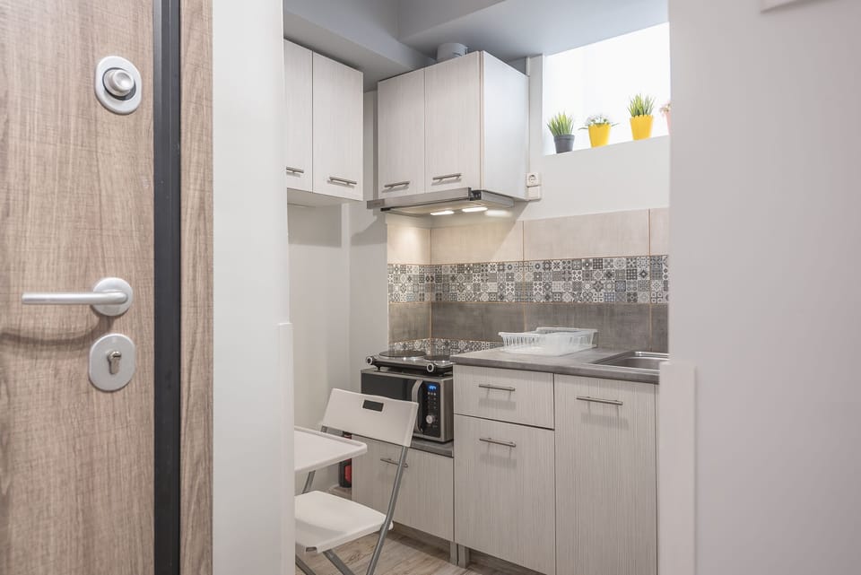 Basic Apartment | Private kitchen | Fridge, microwave, stovetop, espresso maker