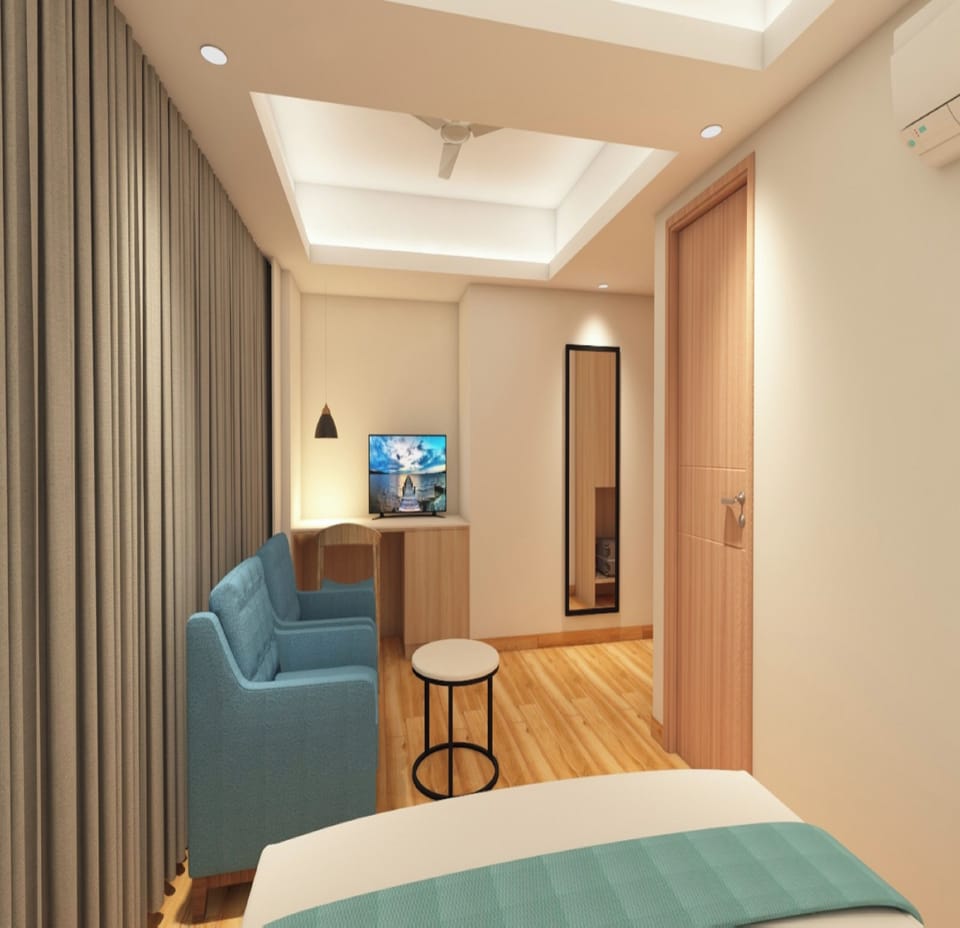 Premium bedding, pillowtop beds, desk, blackout drapes