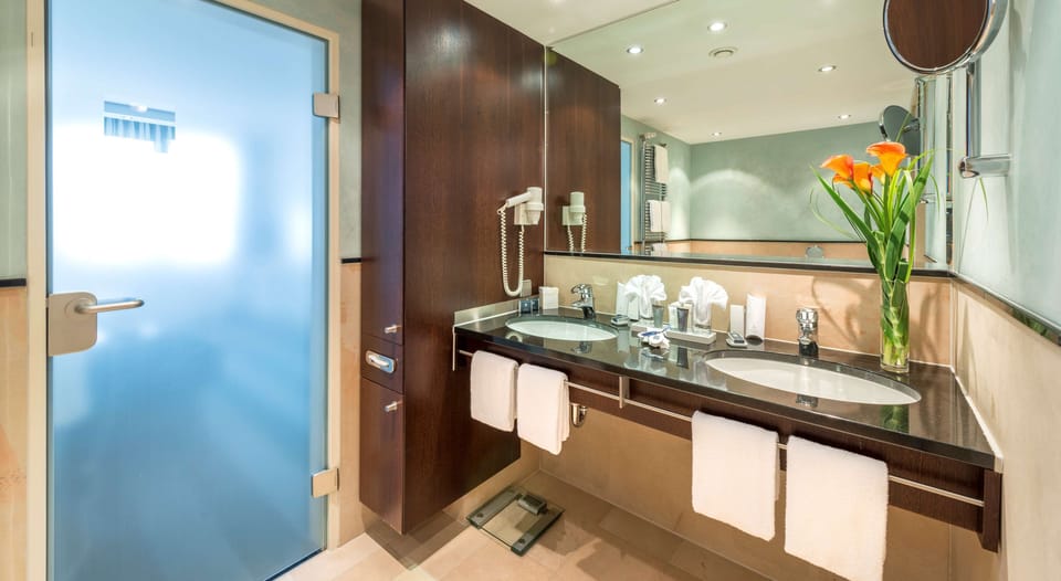 Free toiletries, hair dryer, towels