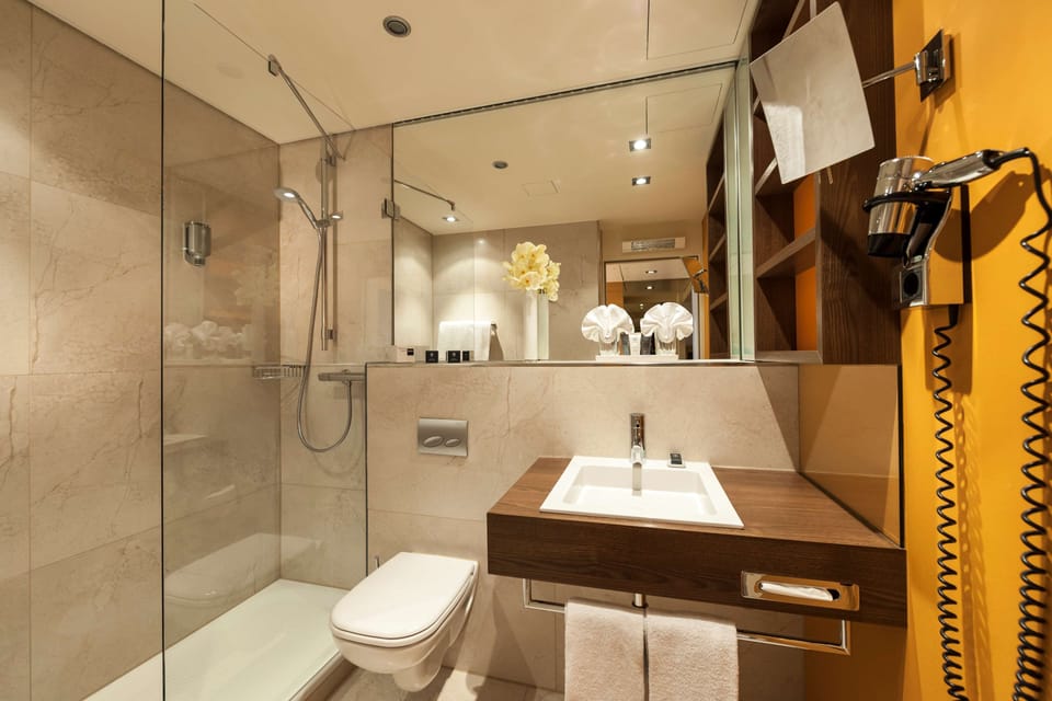 Free toiletries, hair dryer, towels