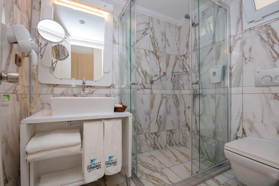 Family Room | Bathroom | Shower, free toiletries, hair dryer, towels
