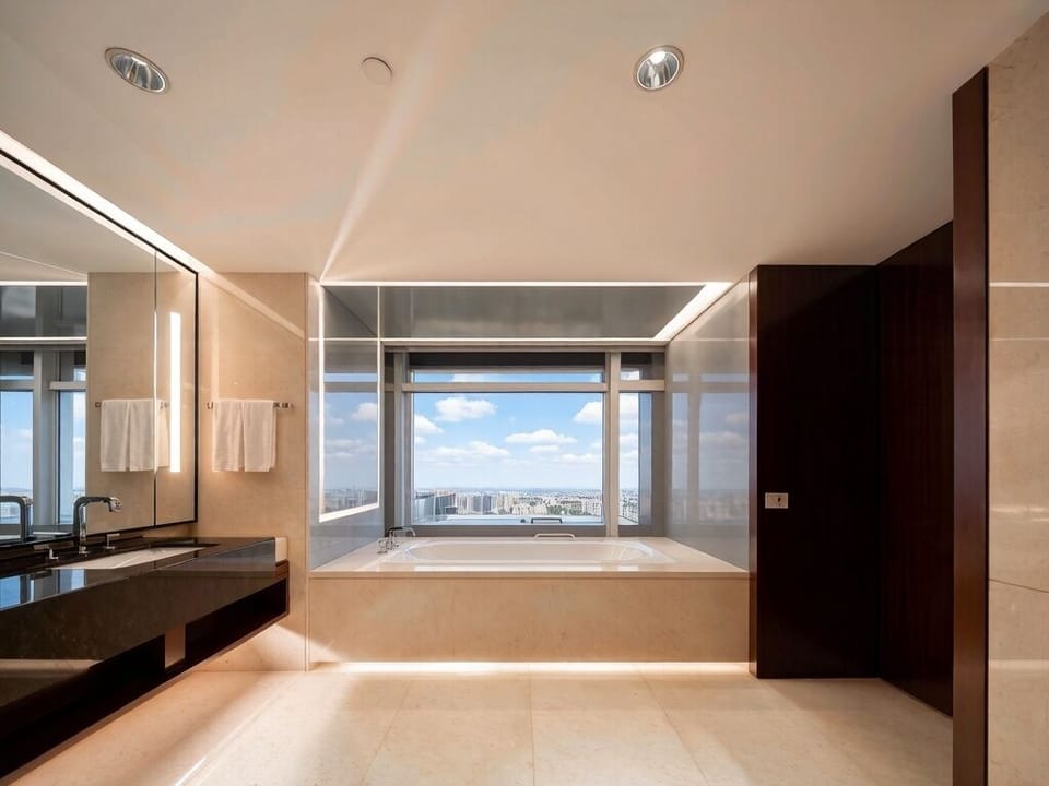 Deluxe Suite | Bathroom | Separate tub and shower, free toiletries, hair dryer, slippers