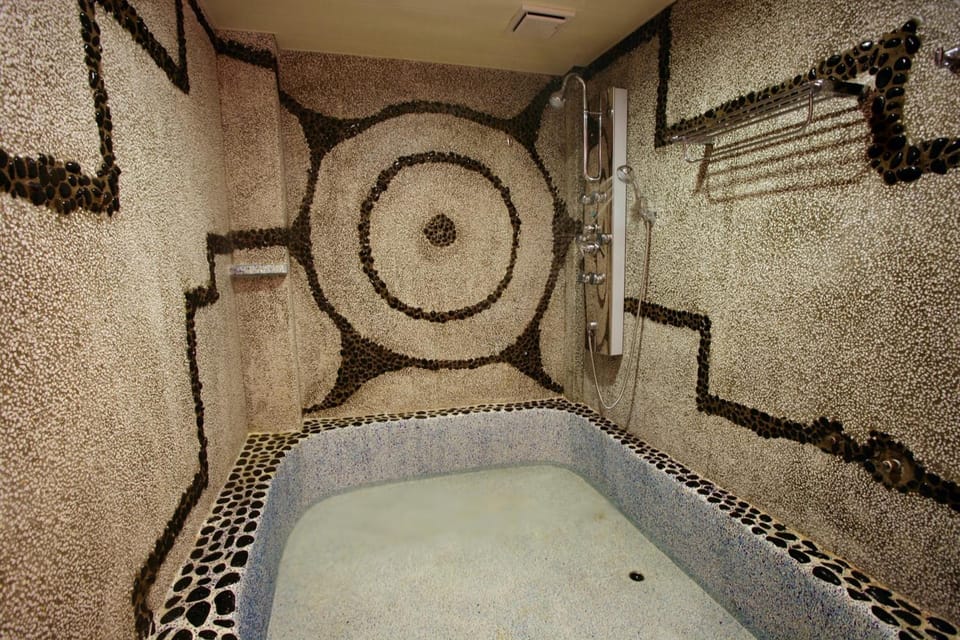 Shower, free toiletries, hair dryer, slippers