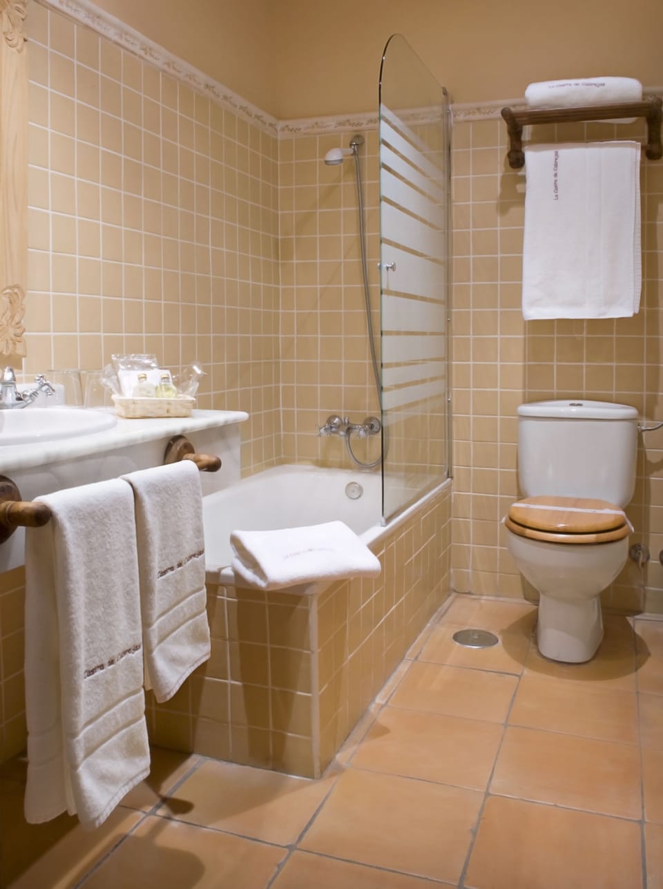Bathtub, free toiletries, hair dryer, towels