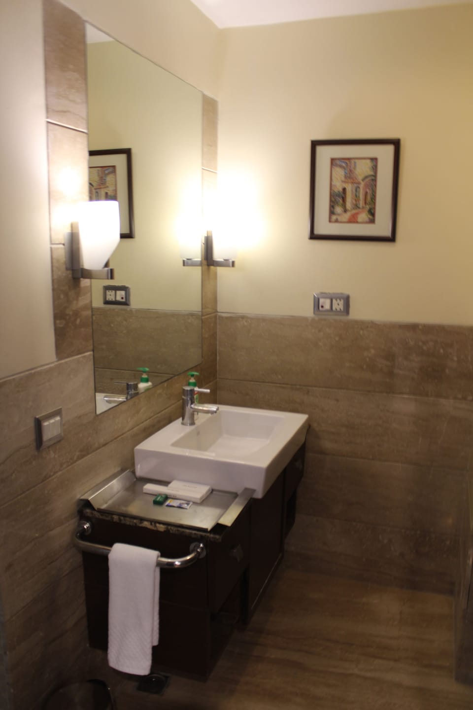 Separate tub and shower, free toiletries, hair dryer, bathrobes