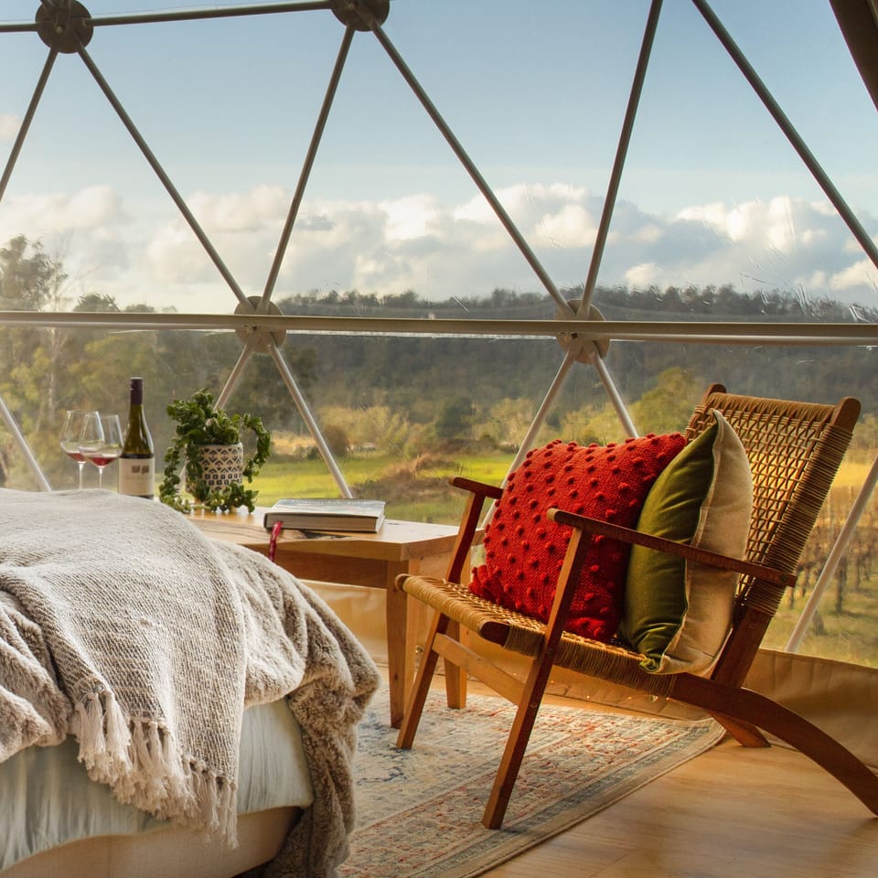 Panoramic Tent, 1 Bedroom, Vineyard View (The Pinot Glampers Dome) | Minibar, individually decorated, individually furnished, blackout drapes