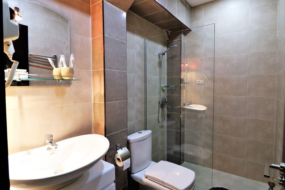 Deluxe Double Room | Bathroom | Shower, rainfall showerhead, free toiletries, hair dryer