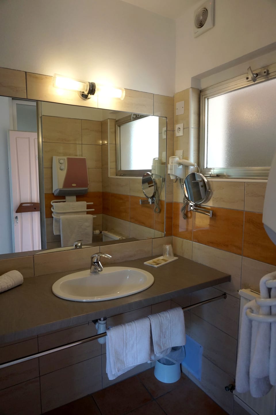 Free toiletries, hair dryer, towels