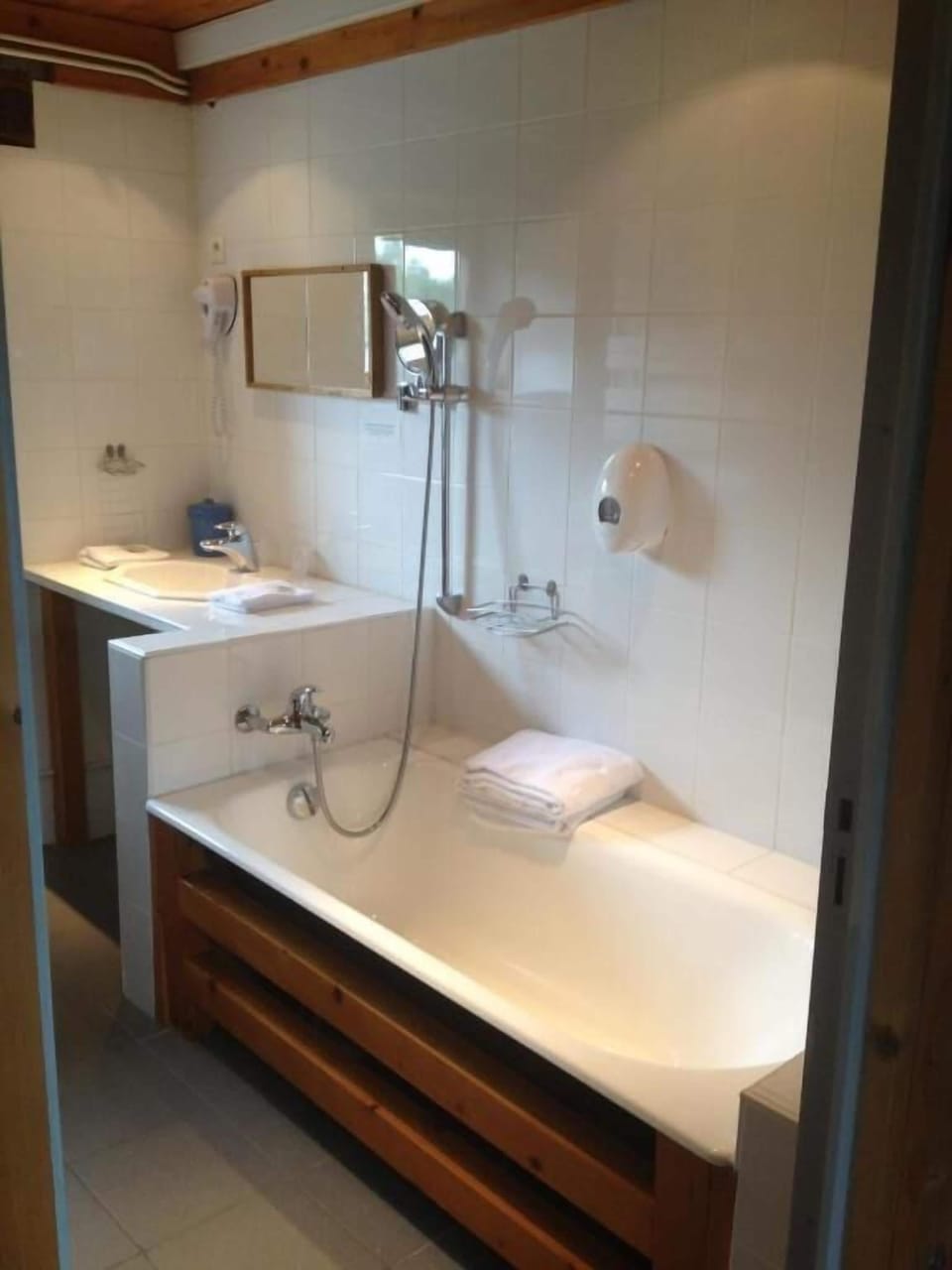Hair dryer, towels