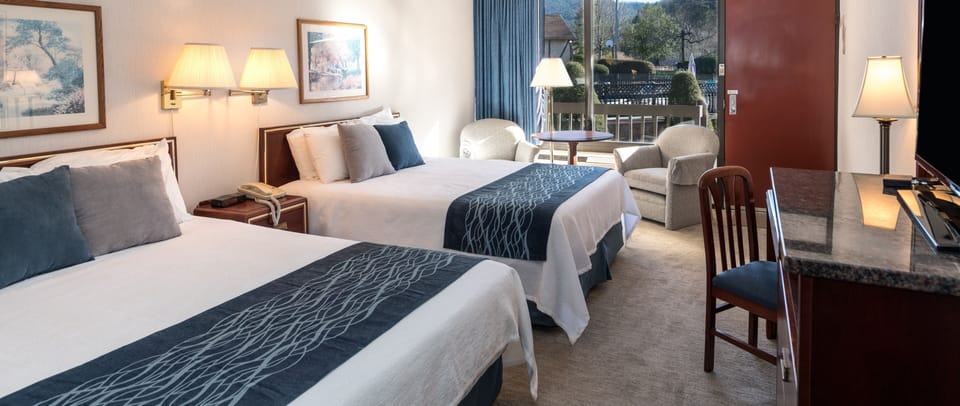 Two Queen, Upstairs, Non Smoking | Individually decorated, individually furnished, laptop workspace