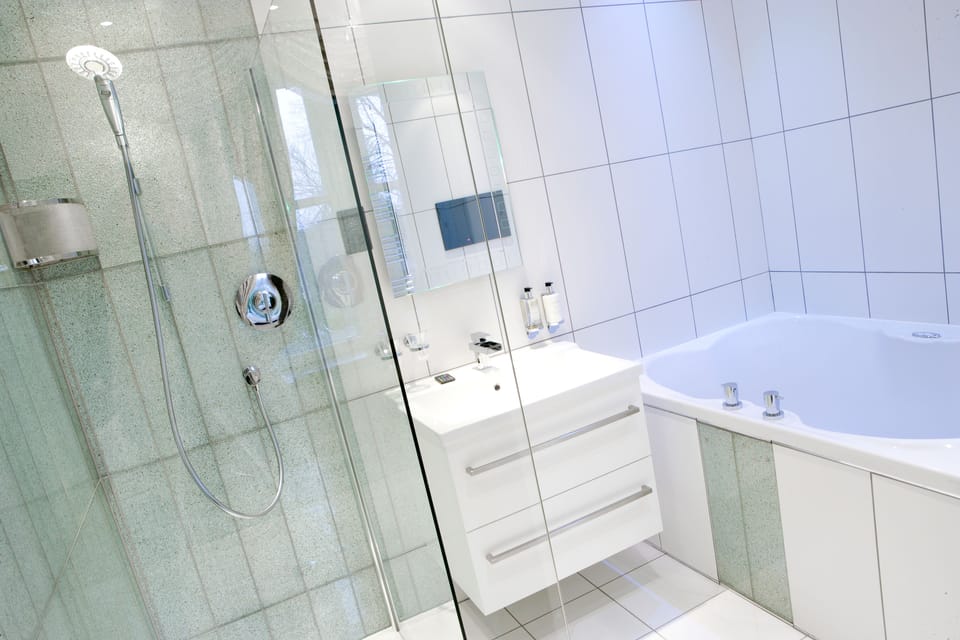 Luxury Suite | Bathroom | Separate tub and shower, jetted tub, designer toiletries, hair dryer