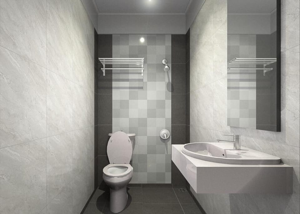 Shower, towels, soap, shampoo