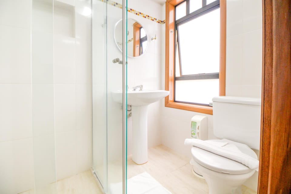 Bathroom | Shower, free toiletries, hair dryer, towels