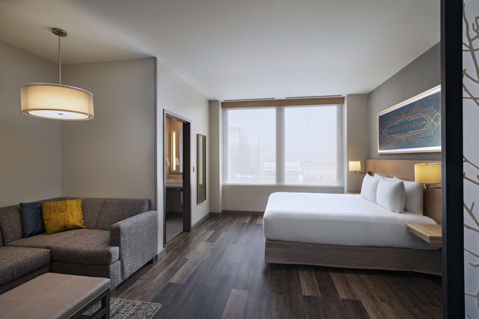 In-room safe, desk, laptop workspace, blackout drapes