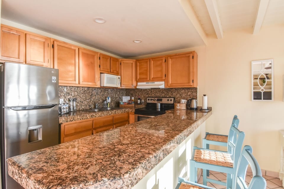 Luxury Villa, 2 Bedrooms, Beach View | Private kitchen | Full-size fridge, microwave, coffee/tea maker, freezer