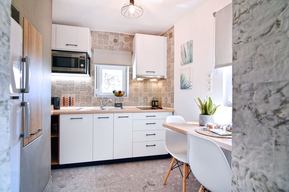 Apartment, 1 Bedroom | Private kitchen | Fridge, microwave, oven, stovetop