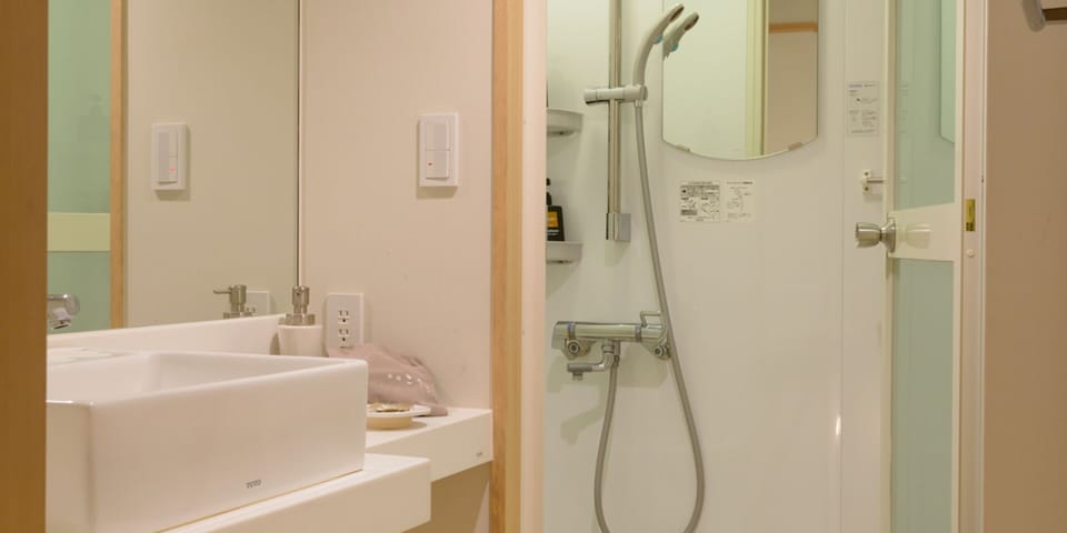 Japanese Modern Room with 10 Tatami (Shower booth & Toilet) | Bathroom | Free toiletries, hair dryer, slippers, electronic bidet