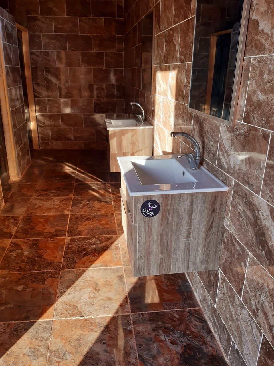 Shower, rainfall showerhead, towels