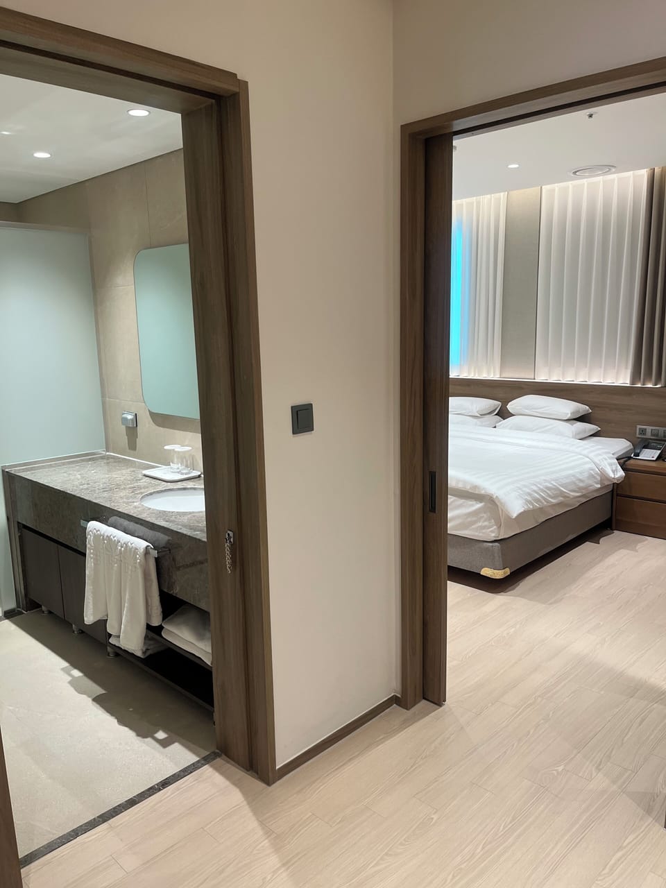 Luxury Suite | Premium bedding, desk, blackout drapes, iron/ironing board