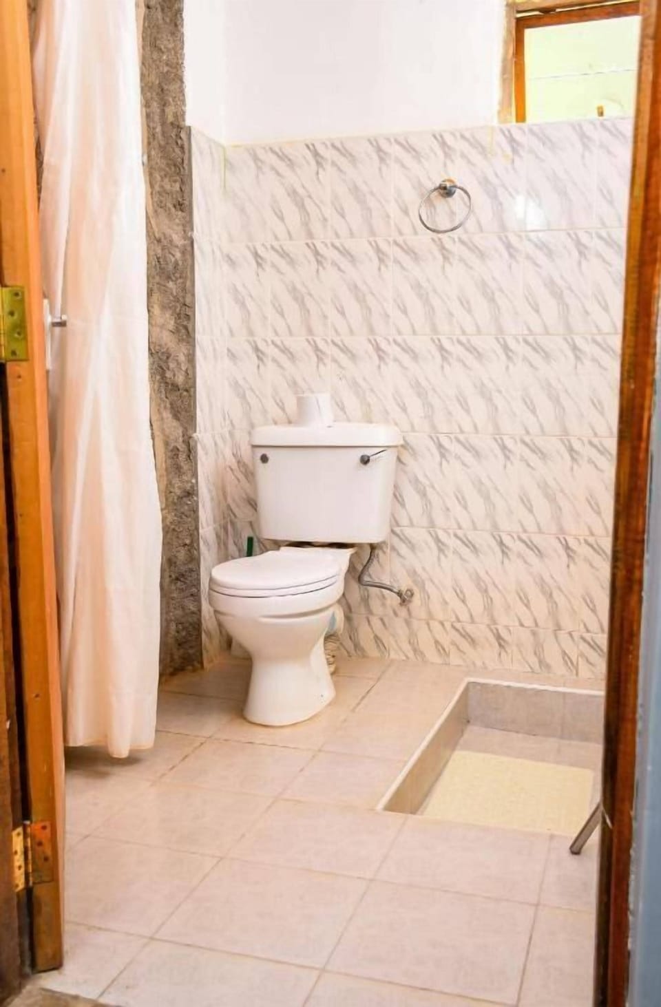 Rainfall showerhead, slippers, towels, soap