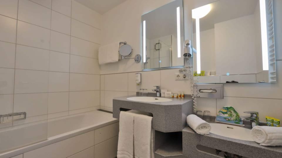 Hair dryer, towels