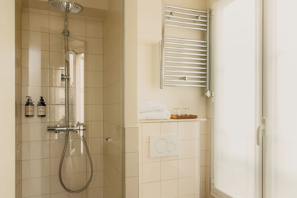 Free toiletries, hair dryer, towels