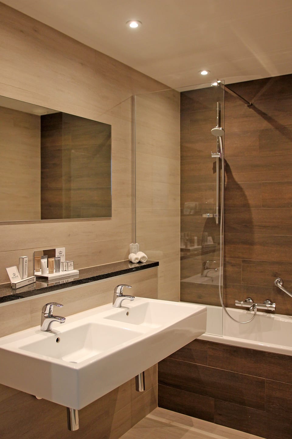 Eco-friendly toiletries, hair dryer, towels, soap