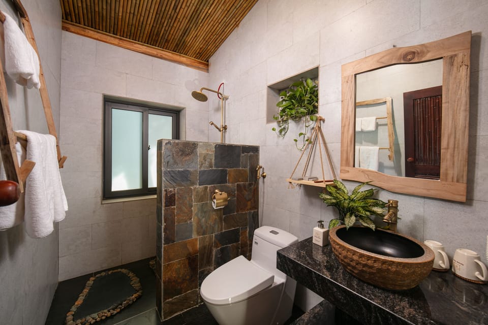 Hair dryer, slippers, bidet, towels