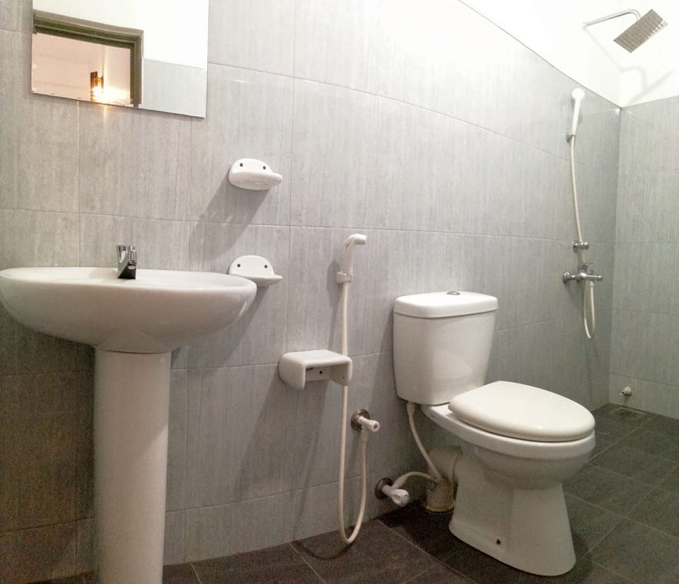 Basic Triple Room | Bathroom | Shower, hydromassage showerhead, towels, soap